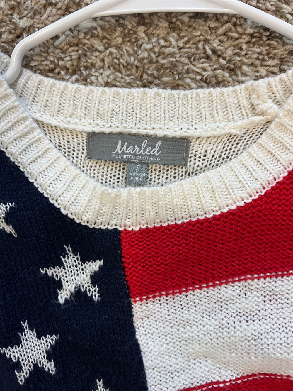 Merled USA Flag Knit Sweater - Red, White & Navy- super soft sz Small - Picture 7 of 9